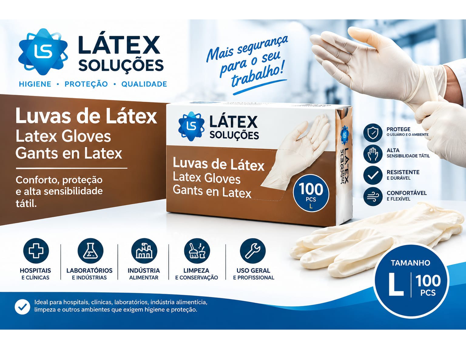 Luvas de Látex Descartáveis