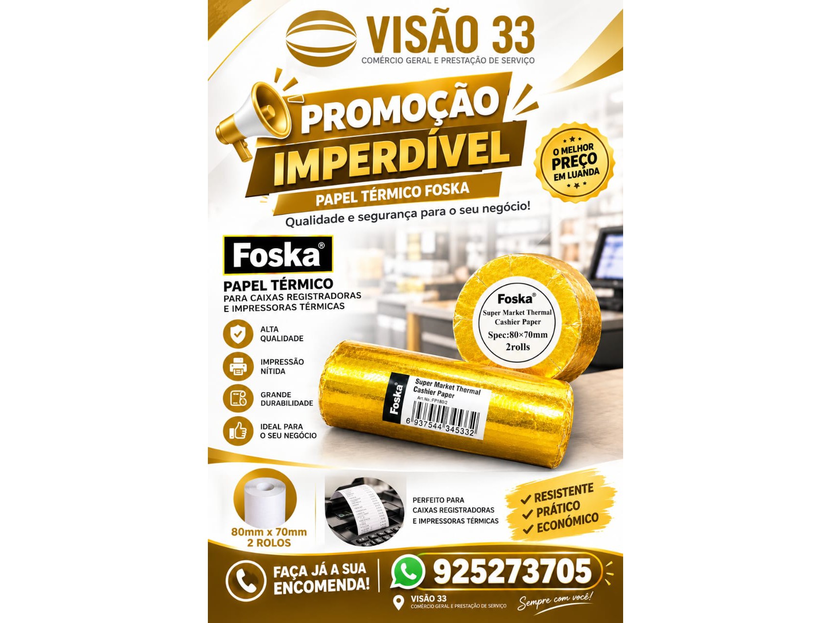 Papel Térmico Foska 80 x 70 mm